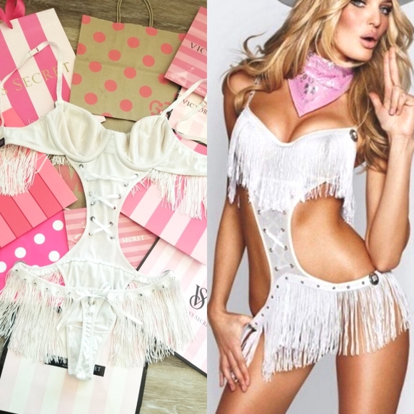 Victoria's Secret Vintage Sexy Little Things Cowgirl Bodysuit Lingerie Fringe - Picture 3 of 16
